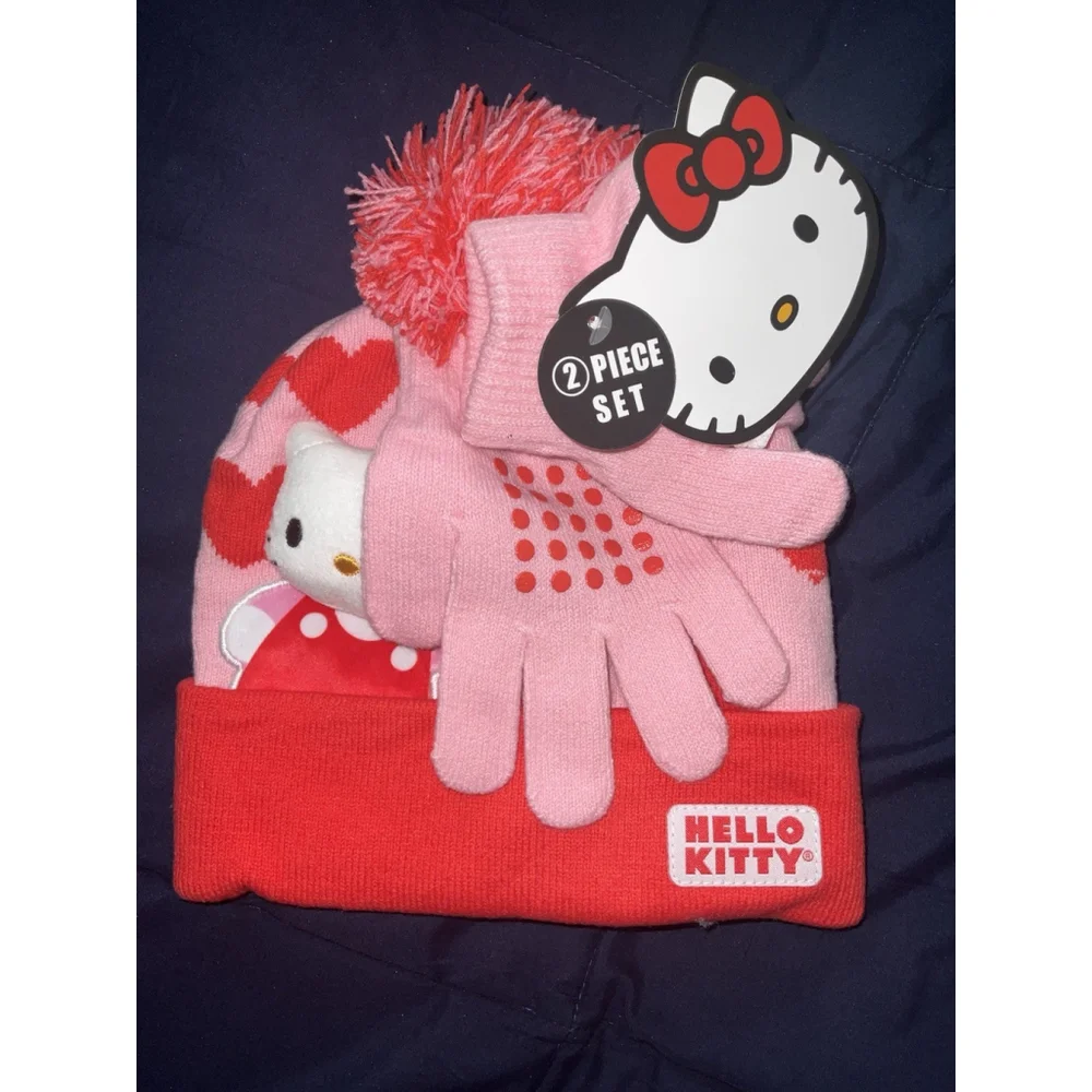 Hello Kitty Girls Beanie and Glove Set, 2-Piece New